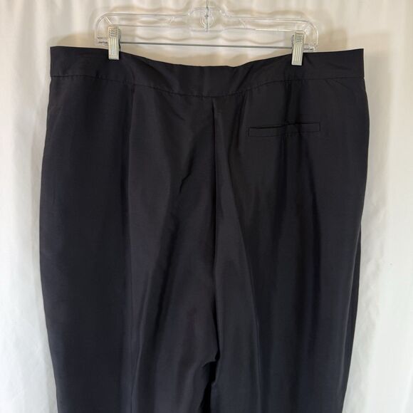 ICE 100% Silk Pants Women's 20 Black Cropped Pocketless Lightweight - Picture 9 of 11